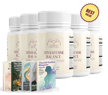 Thyrafemme Balance best natural formula for healthy thyroid function, hormonal balance, and overall feminine wellness.